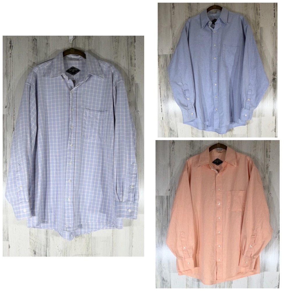 Bills Khakis Button Down Shirt Size XL Lot of Blue Peach Plaid Pastel USA Cotton